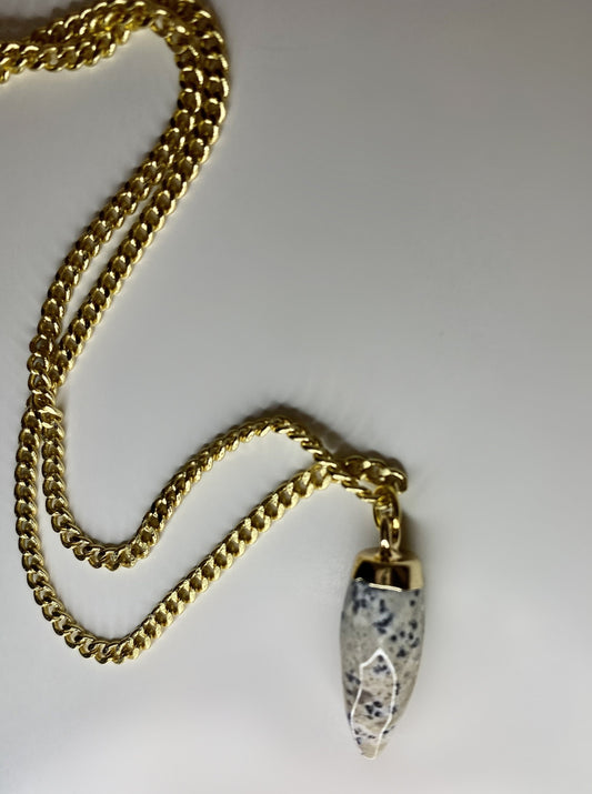 Dendrite Opal spike pendant 18k gold necklace