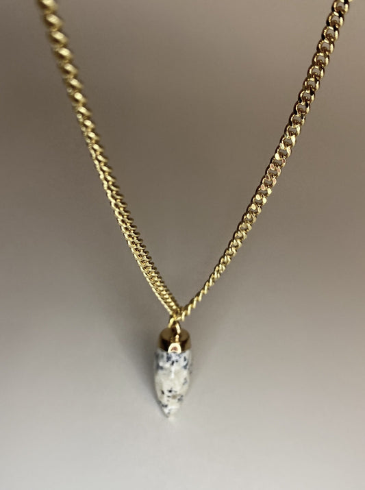 Dendrite Opal spike pendant 18k gold necklace