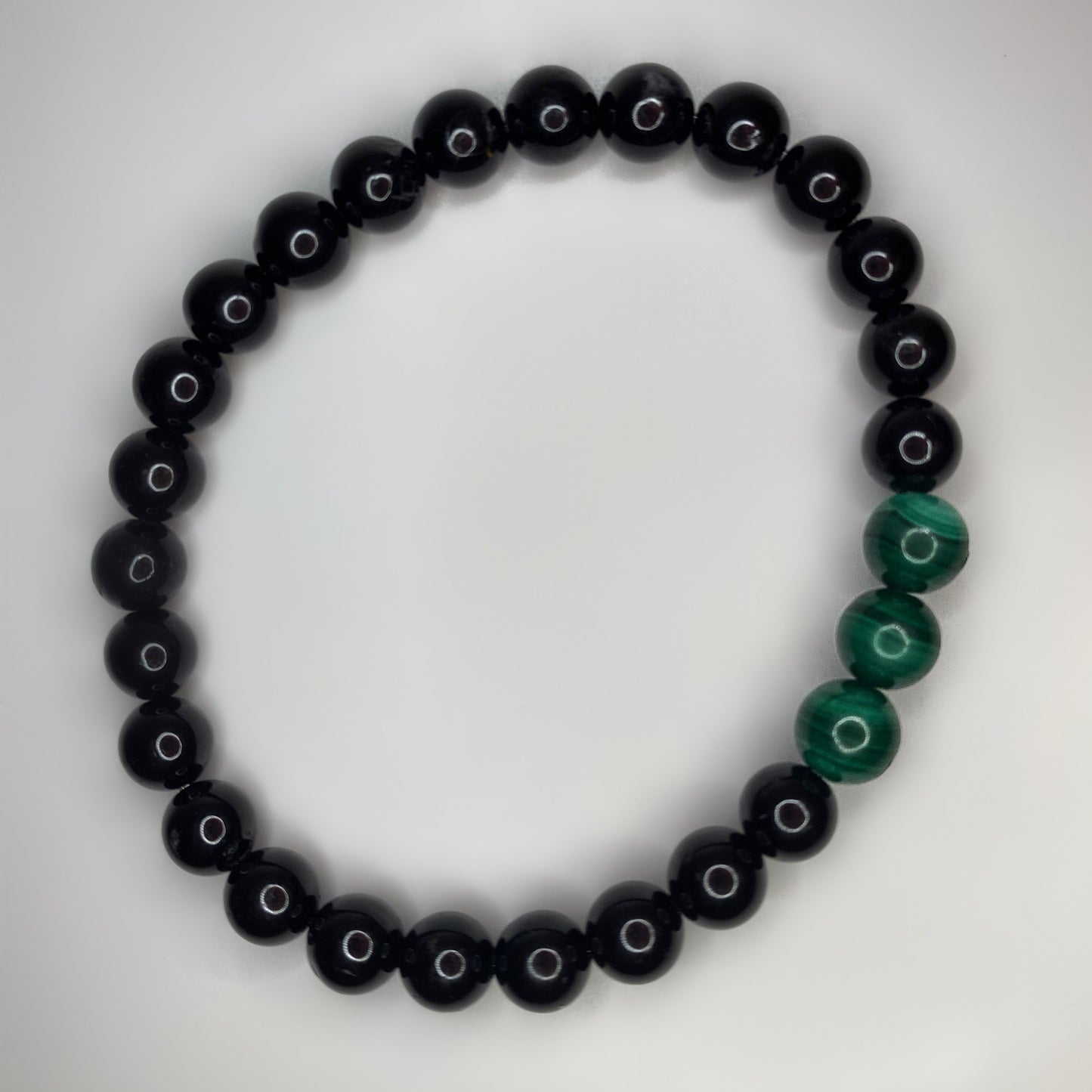 Natural Genuine Malachite Gemstone with Black Tourmaline